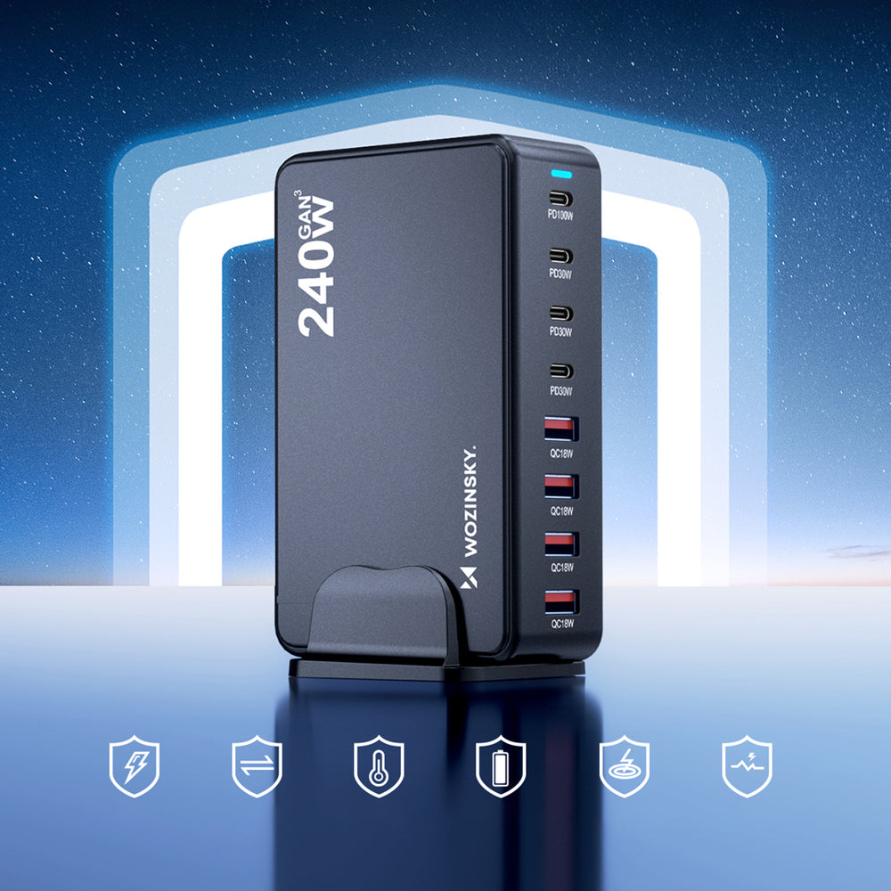 Wozinsky WSL-240 GaN QC3 Charging Station - 200W - Black_7