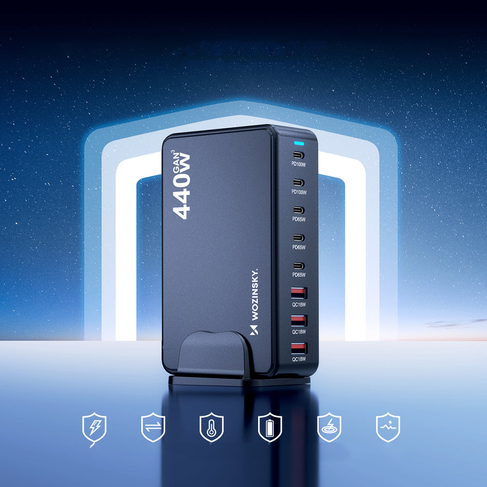 Wozinsky WSL-440 GaN QC3 Charging Station - 185W - Black_6