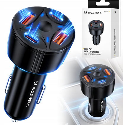 Wozinsky WLS-04 60W Car Charger 2xUSB-C 2xUSB-A - Black_10