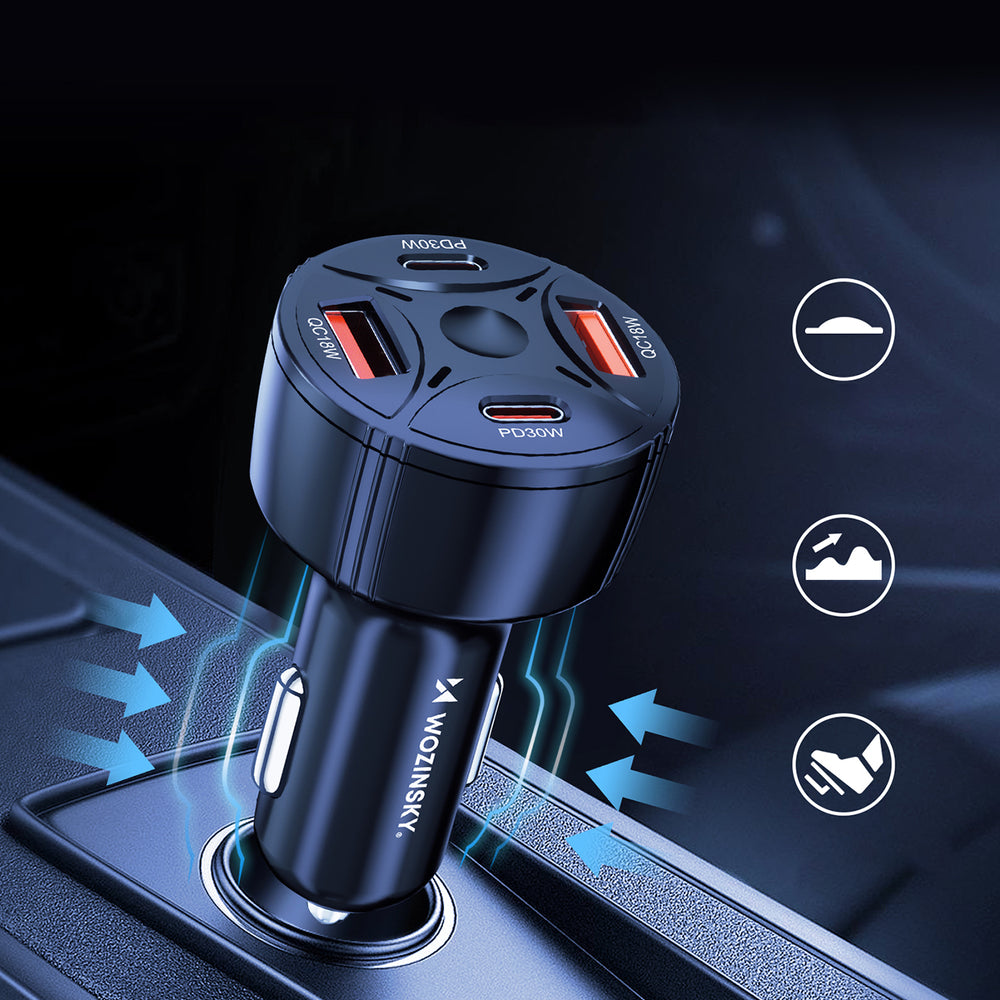 Wozinsky WLS-04 60W Car Charger 2xUSB-C 2xUSB-A - Black_7