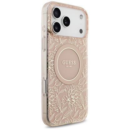 Guess IML Flowers Electro Pearl Strap MagSafe Case for iPhone 17 Pro Max - Pink_3