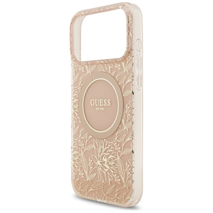 Guess IML Flowers Electro Pearl Strap MagSafe Case for iPhone 17 Pro Max - Pink_5