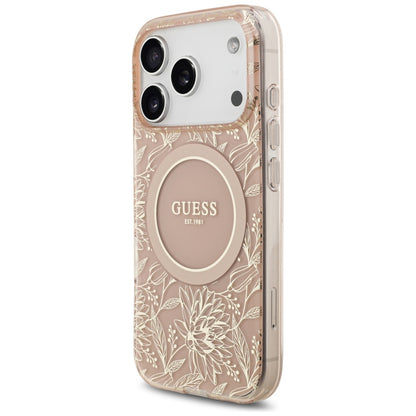 Guess IML Flowers Electro Pearl Strap MagSafe Case for iPhone 17 Pro - Pink_2