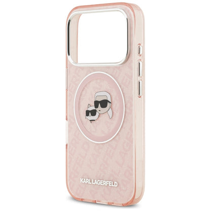 Karl Lagerfeld IML Glitter Karl &amp; Choupette Heads Logo MagSafe Case for iPhone 17 Pro - Pink_5