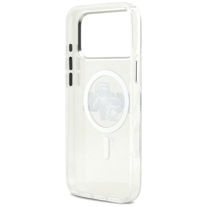 Karl Lagerfeld IML Glitter Karl &amp; Choupette Sketch Logo MagSafe Case for iPhone 17 Pro Max - Clear_6