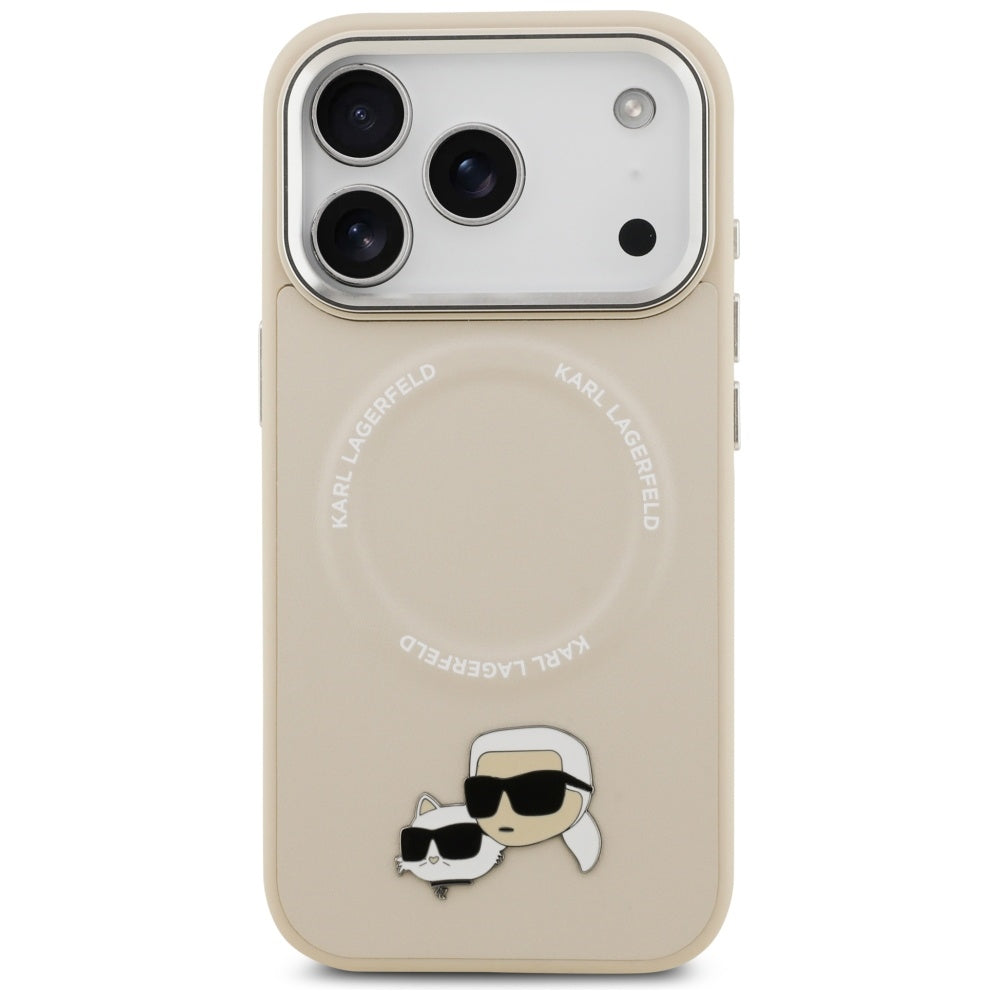 Karl Lagerfeld Karl &amp; Choupette Pins MagSafe Case for iPhone 17 Pro Max - Beige_2