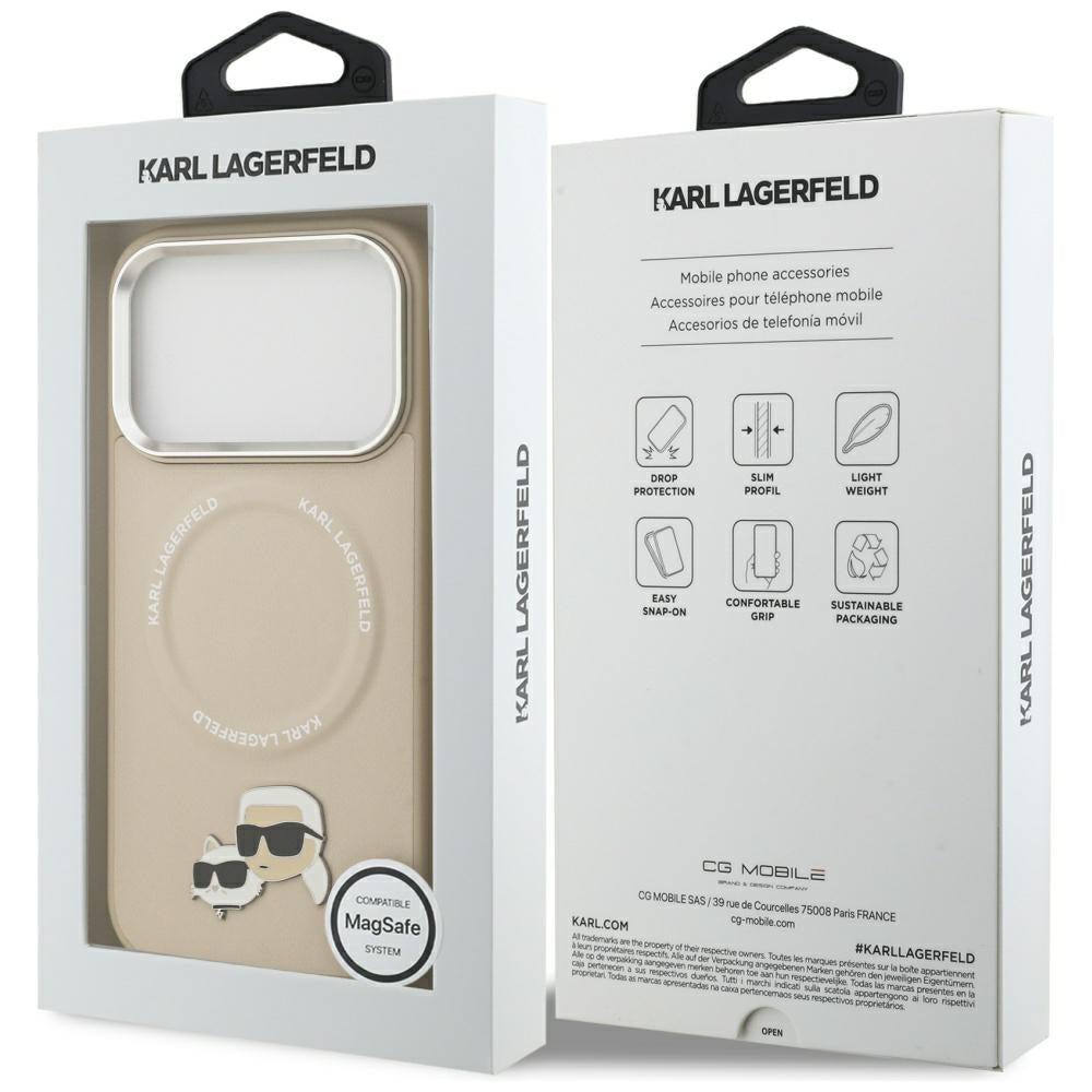 Karl Lagerfeld Karl &amp; Choupette Pins MagSafe Case for iPhone 17 Pro Max - Beige_7