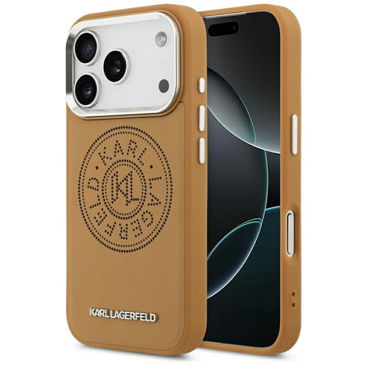Karl Lagerfeld Point &amp; Metal Logo MagSafe Case for iPhone 17 Pro - Brown_0