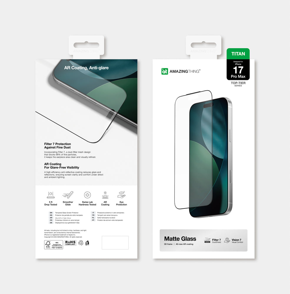 AmazingThing Titan Vision 7 Tempered Glass for iPhone 17 Pro Max Matte_6