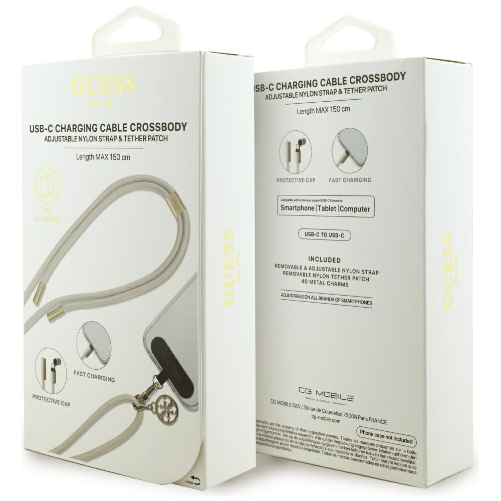 Guess CBDY 4G Charm USB-C / USB-C Cable 150cm - Beige_3