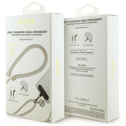 Guess CBDY 4G Charm USB-C / USB-C Cable 150cm - Beige_3