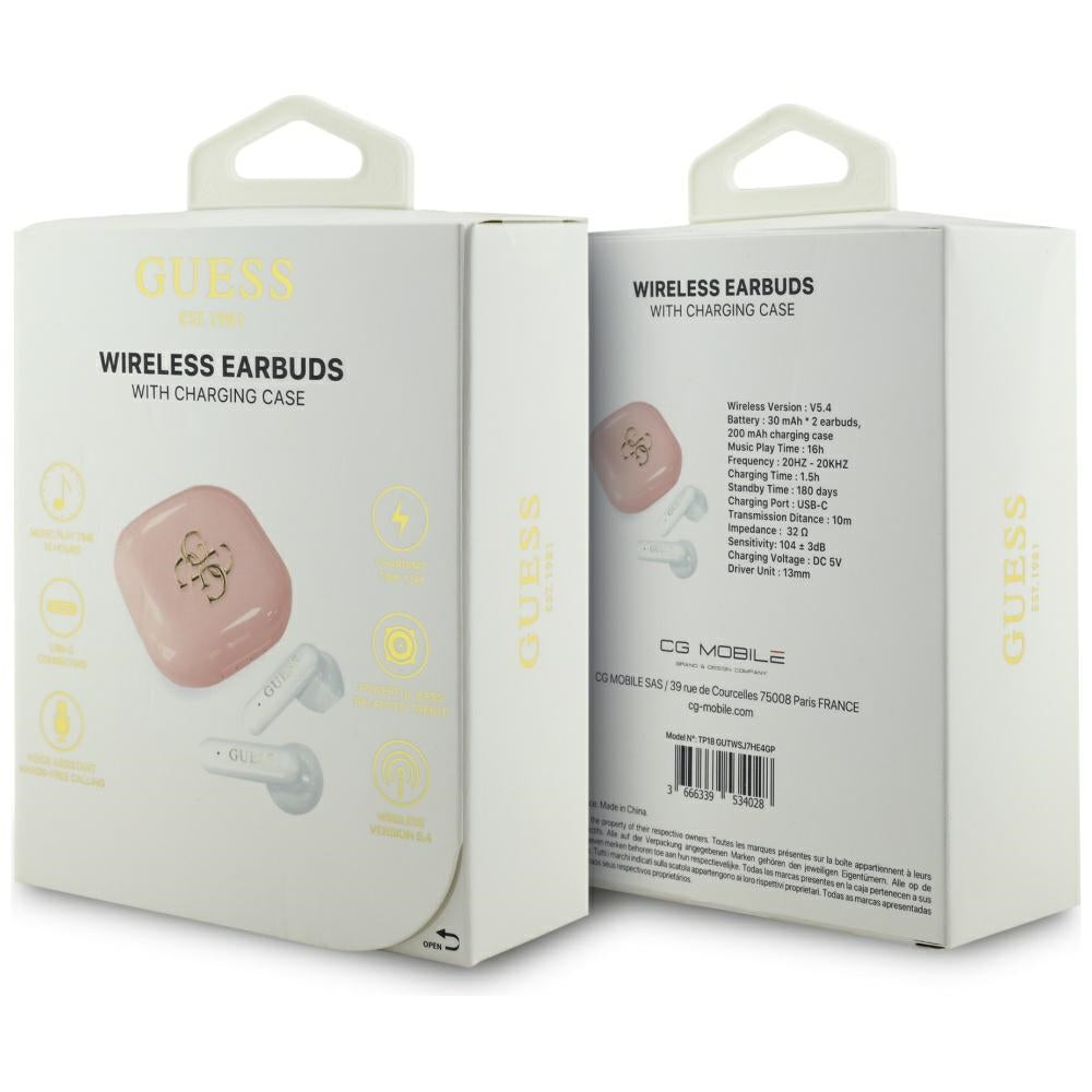 Guess 4G Metal Logo TWS Wireless Headphones - Pink_5