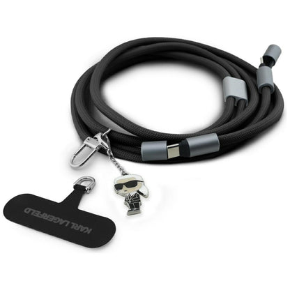 Karl Lagerfeld CBDY Ikonik Charm USB-C Cable / USB-C Lanyard - Black_0