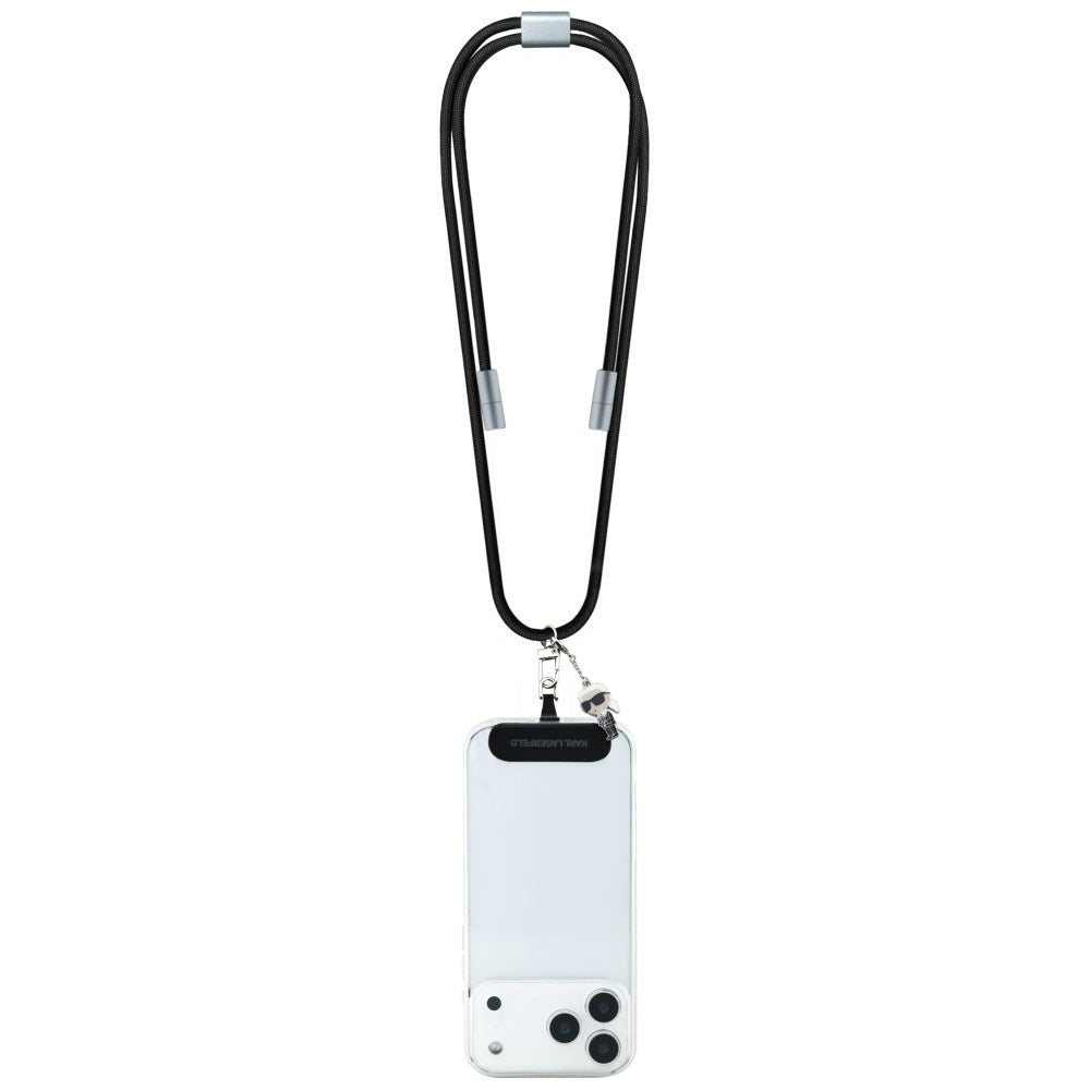 Karl Lagerfeld CBDY Ikonik Charm USB-C Cable / USB-C Lanyard - Black_1