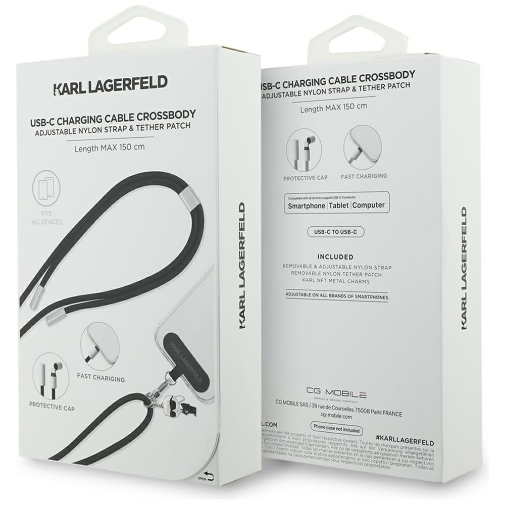 Karl Lagerfeld CBDY Ikonik Charm USB-C Cable / USB-C Lanyard - Black_3