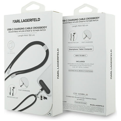 Karl Lagerfeld CBDY Ikonik Charm USB-C Cable / USB-C Lanyard - Black_3