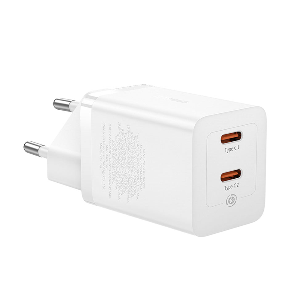 Baseus GaN5 Pro 40W 2xUSB-C Wall Charger - White_3