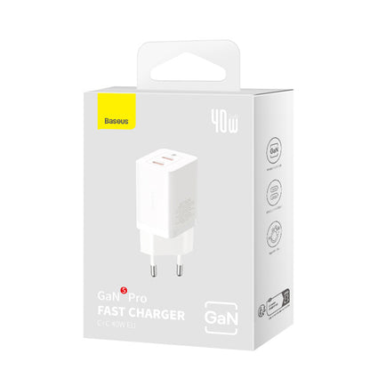 Baseus GaN5 Pro 40W 2xUSB-C Wall Charger - White_6