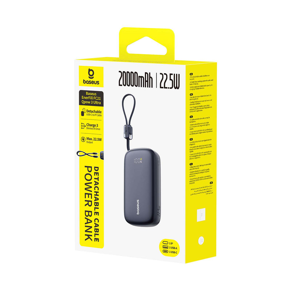Baseus EnerFill FC21 Qpow 3 Ultra 20000mAh 22.5W Powerbank with Display and Cable Included - Black_2