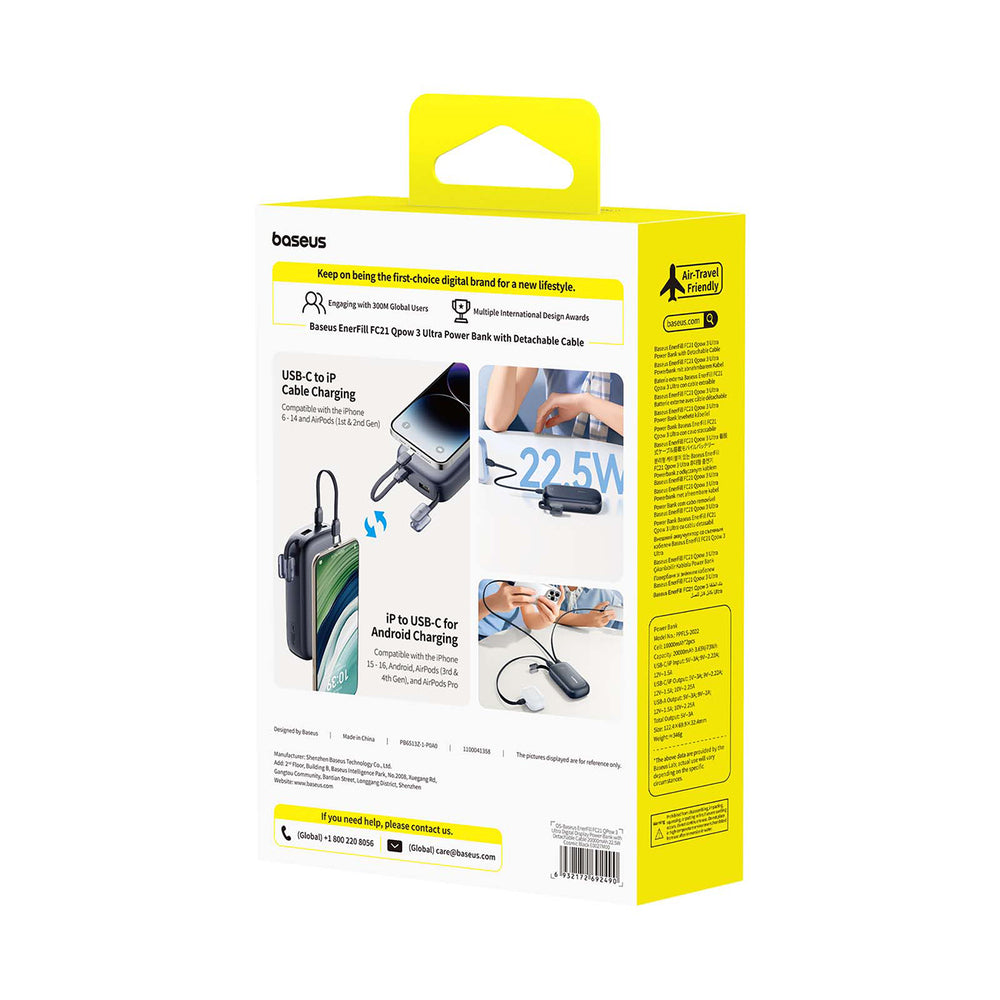 Baseus EnerFill FC21 Qpow 3 Ultra 20000mAh 22.5W Powerbank with Display and Cable Included - Black_3