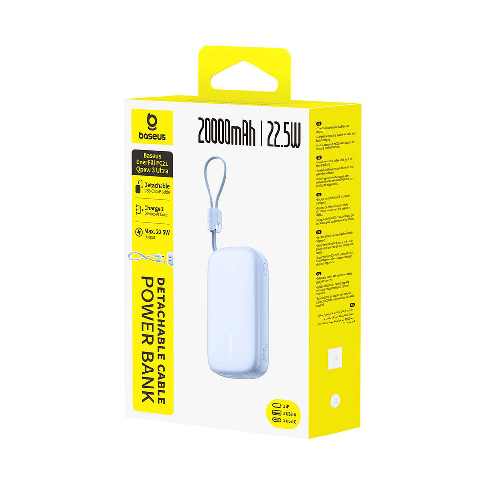 Baseus EnerFill FC21 Qpow 3 Ultra 20000mAh 22.5W Powerbank with Display and Cable Included - Blue_3