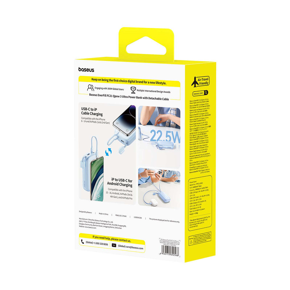 Baseus EnerFill FC21 Qpow 3 Ultra 20000mAh 22.5W Powerbank with Display and Cable Included - Blue_4