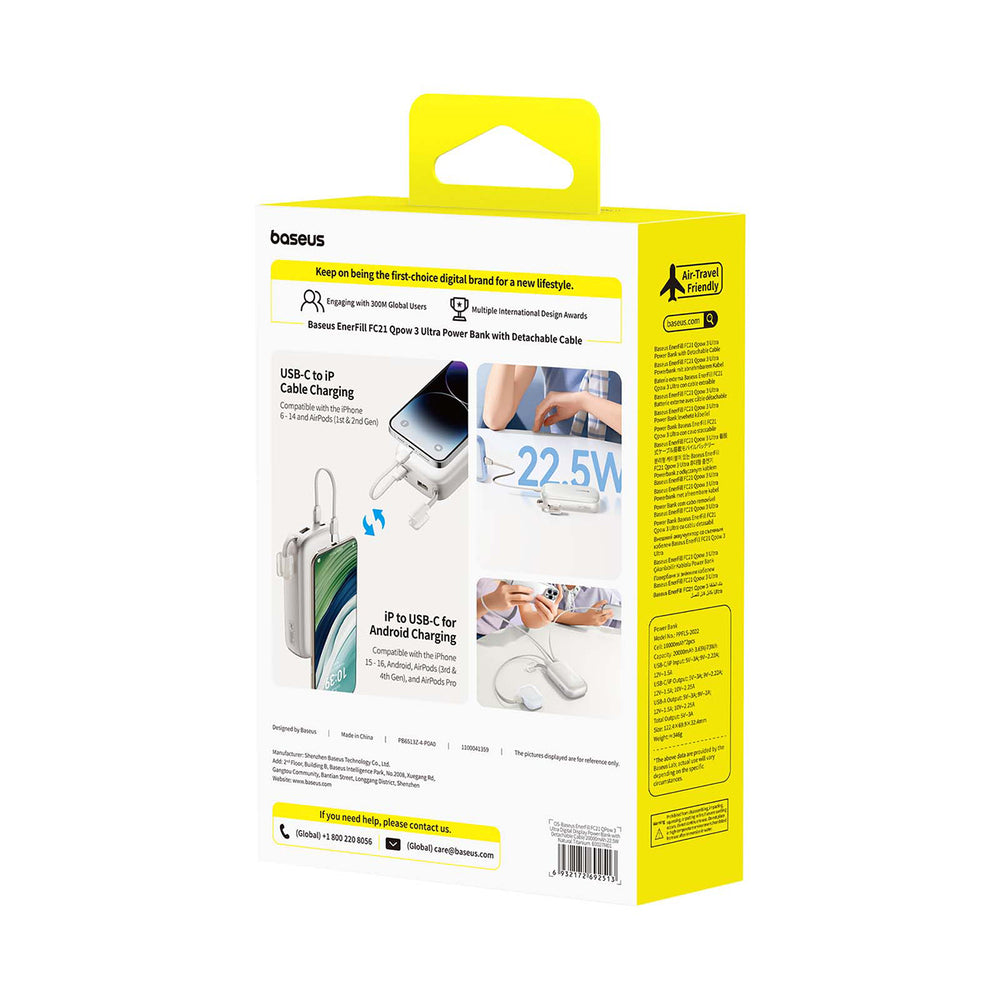 Baseus EnerFill FC21 Qpow 3 Ultra 20000mAh 22.5W Powerbank with Display and Cable Included - Beige_4