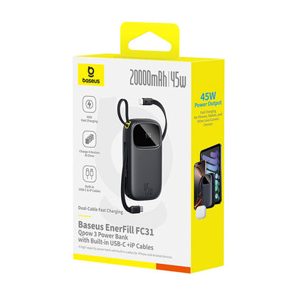 Baseus EnerFill FC31 20000mAh 45W Power Bank with Display with USB-C and Lightning Cables - Black_2
