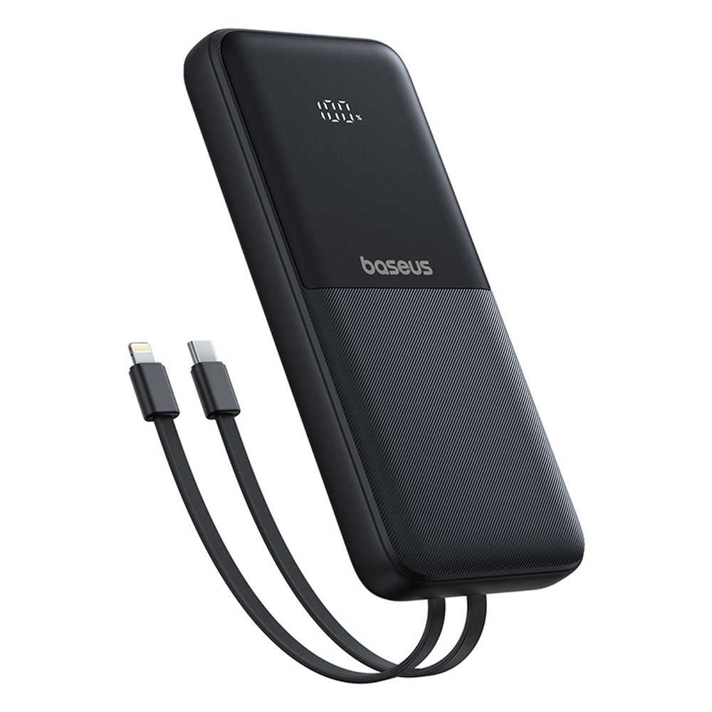 Baseus Lipow 10000mAh 22.5W Powerbank with Dual Built-in Cable with Display (with additional black Baseus Simple USB-A - USB-C 3A 0.2m cable) - Black_4