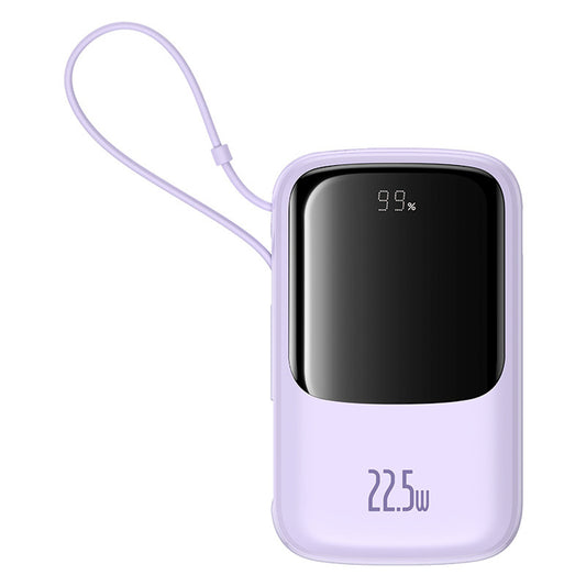 Baseus Qpow Pro+ 10000mAh 22.5W Power Bank with Built-in USB-C Cable and Display - Purple_0