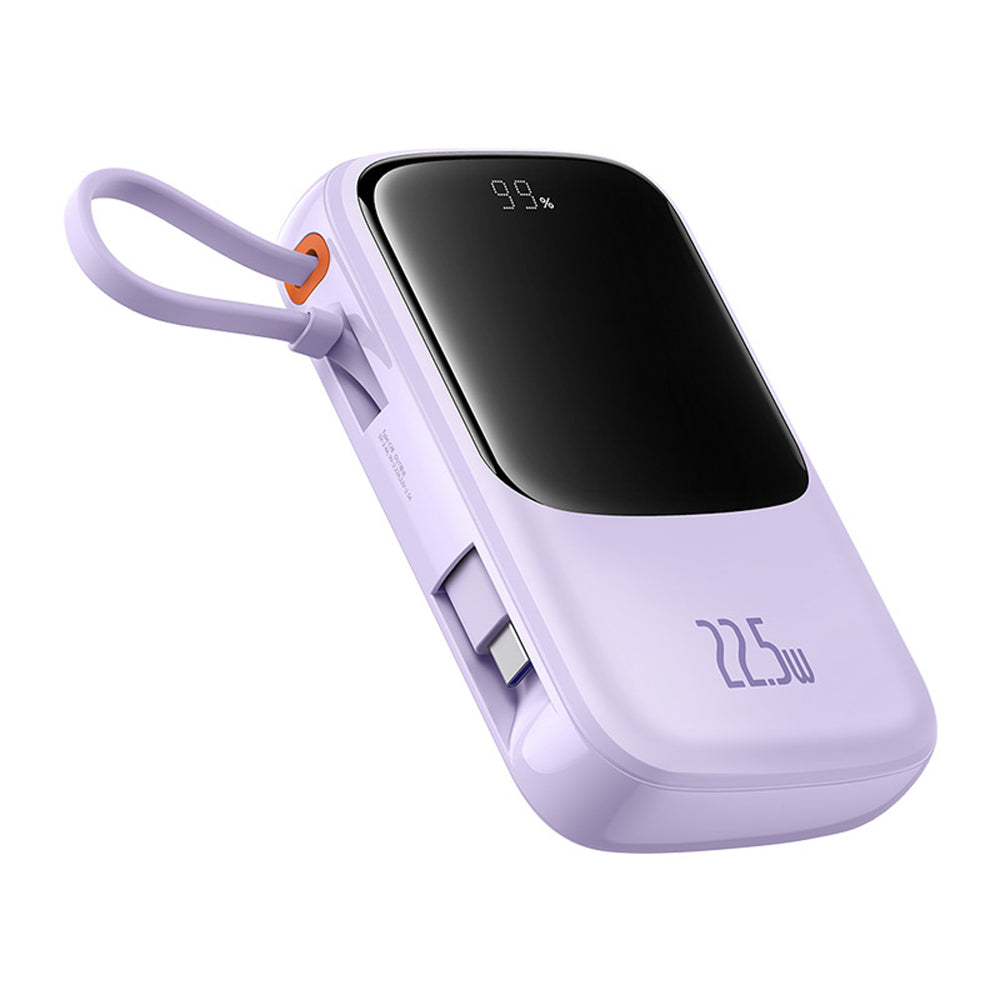 Baseus Qpow Pro+ 10000mAh 22.5W Power Bank with Built-in USB-C Cable and Display - Purple_2