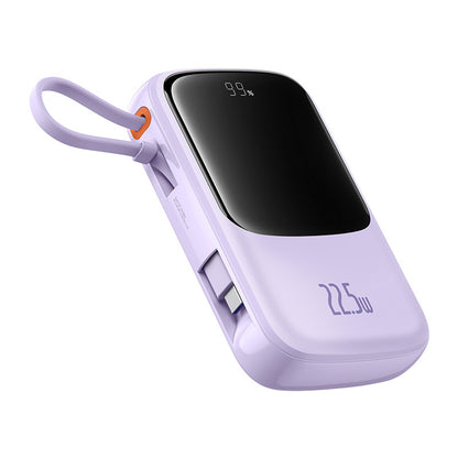 Baseus Qpow Pro+ 10000mAh 22.5W Power Bank with Built-in USB-C Cable and Display - Purple_2