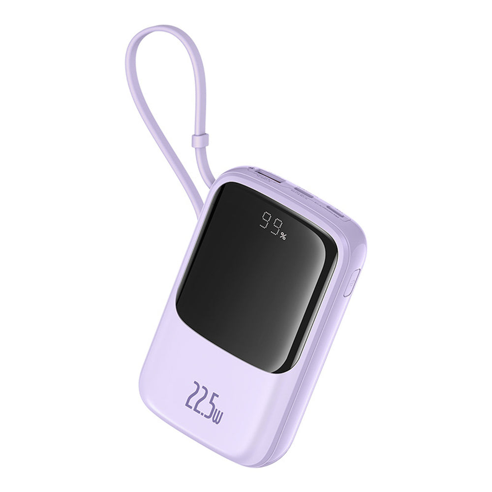 Baseus Qpow Pro+ 10000mAh 22.5W Power Bank with Built-in USB-C Cable and Display - Purple_3
