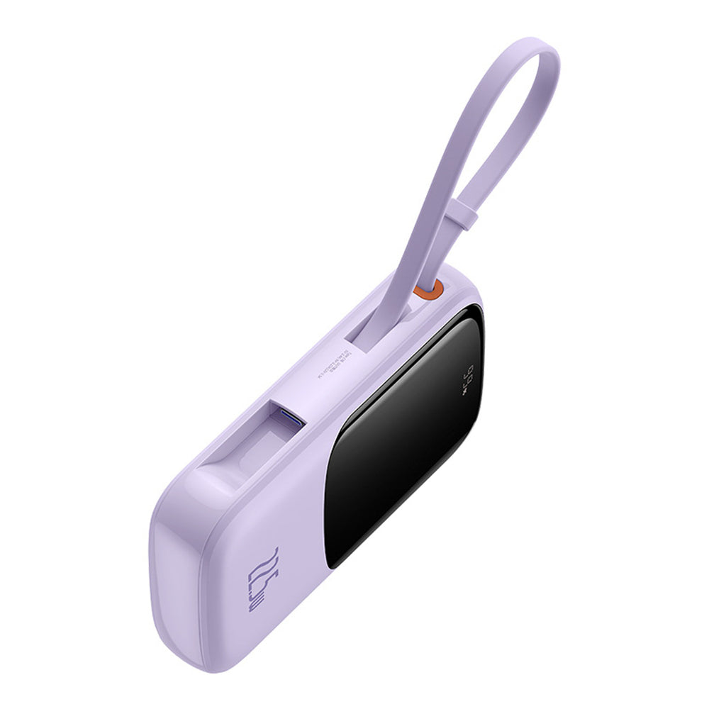 Baseus Qpow Pro+ 10000mAh 22.5W Power Bank with Built-in USB-C Cable and Display - Purple_5