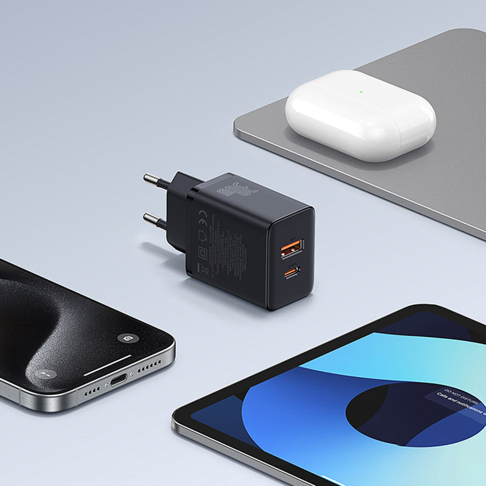 Carregador de Parede Baseus 30W / 2.4A / 1 x USB-A / 1 x USB-C / Preto / P10111404113-00_10