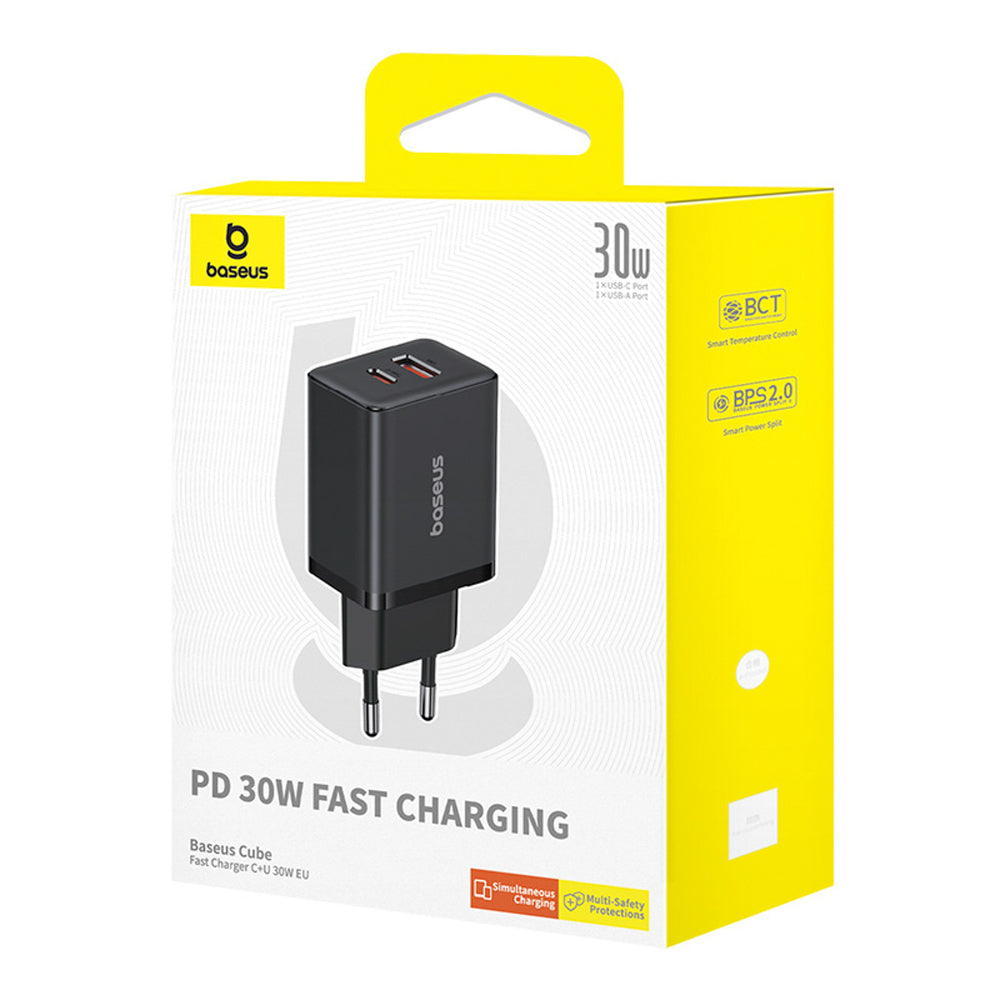Carregador de Parede Baseus 30W / 2.4A / 1 x USB-A / 1 x USB-C / Preto / P10111404113-00_6