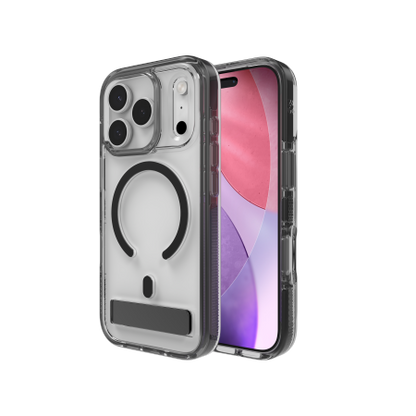 ZAGG Santa Cruz Snap KS MagSafe Case with Stand for iPhone 17 Pro - Clear and Black_0