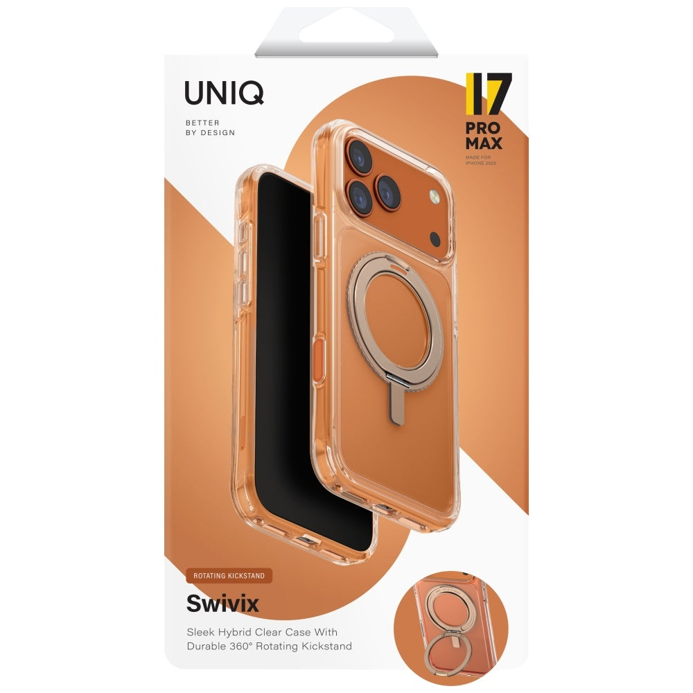 Uniq Swivix Rotating Kickstand 360 Case for iPhone 17 Pro Max - Gold_5