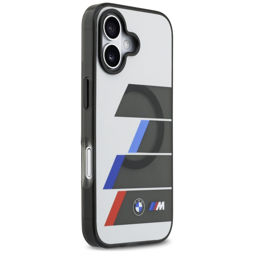 BMW M IML Metal Buttons Tricolor Lines MagSafe Case for iPhone 17 - Gray_3