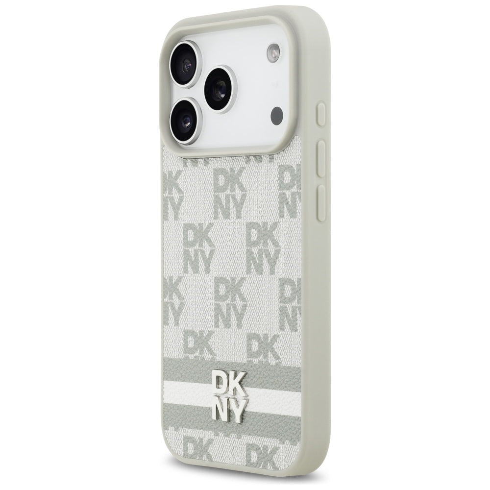 DKNY Checkered with Printed Stripes iPhone 17 Pro Case - Beige_1