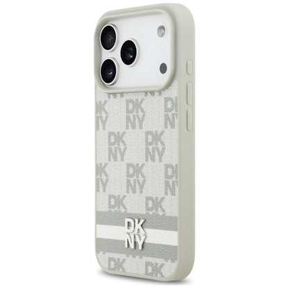 DKNY Checkered with Printed Stripes iPhone 17 Pro Case - Beige_1