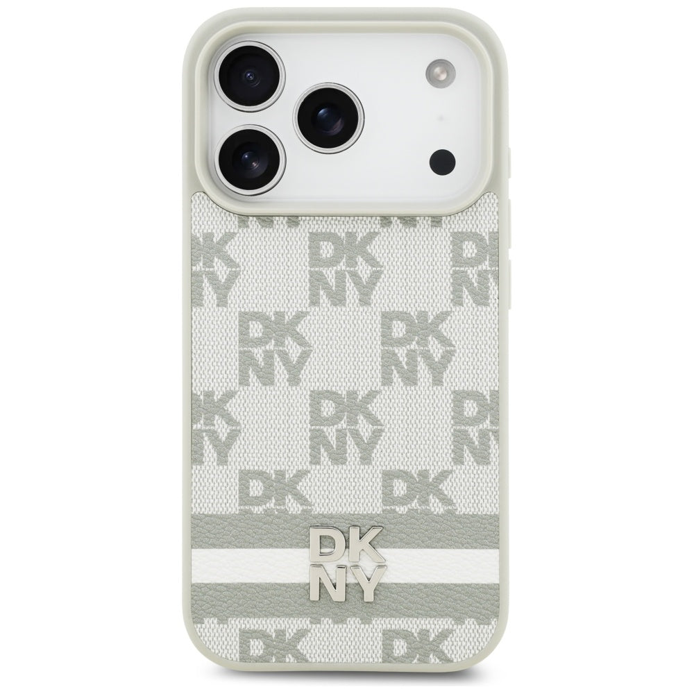 DKNY Checkered with Printed Stripes iPhone 17 Pro Case - Beige_2