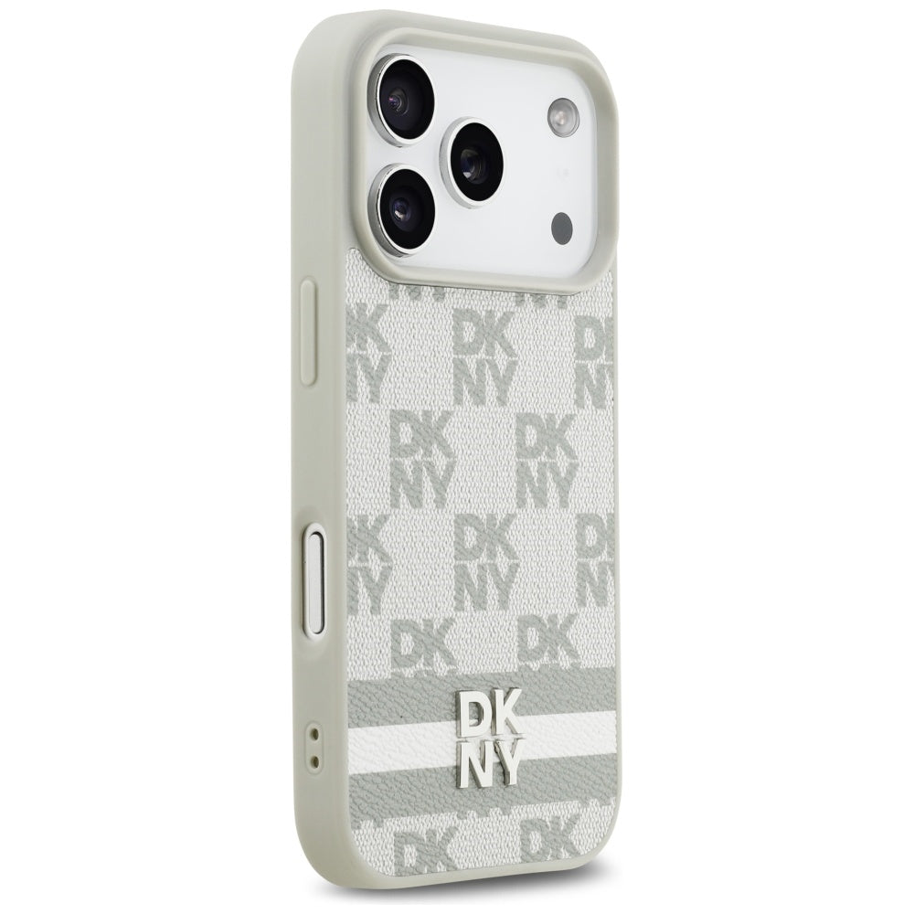 DKNY Checkered with Printed Stripes iPhone 17 Pro Case - Beige_3