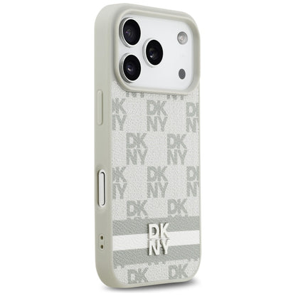DKNY Checkered with Printed Stripes iPhone 17 Pro Case - Beige_3