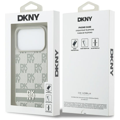 DKNY Checkered with Printed Stripes iPhone 17 Pro Case - Beige_7
