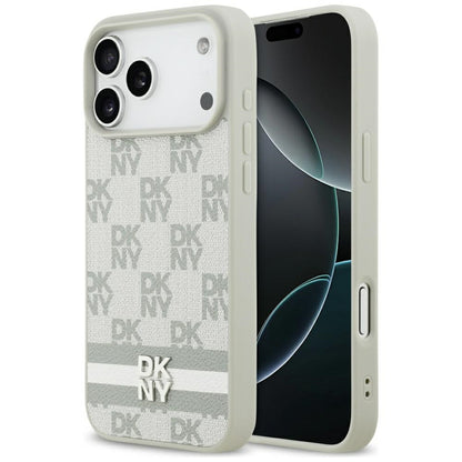 DKNY Checkered with Printed Stripes Case for iPhone 17 Pro Max - Beige_0