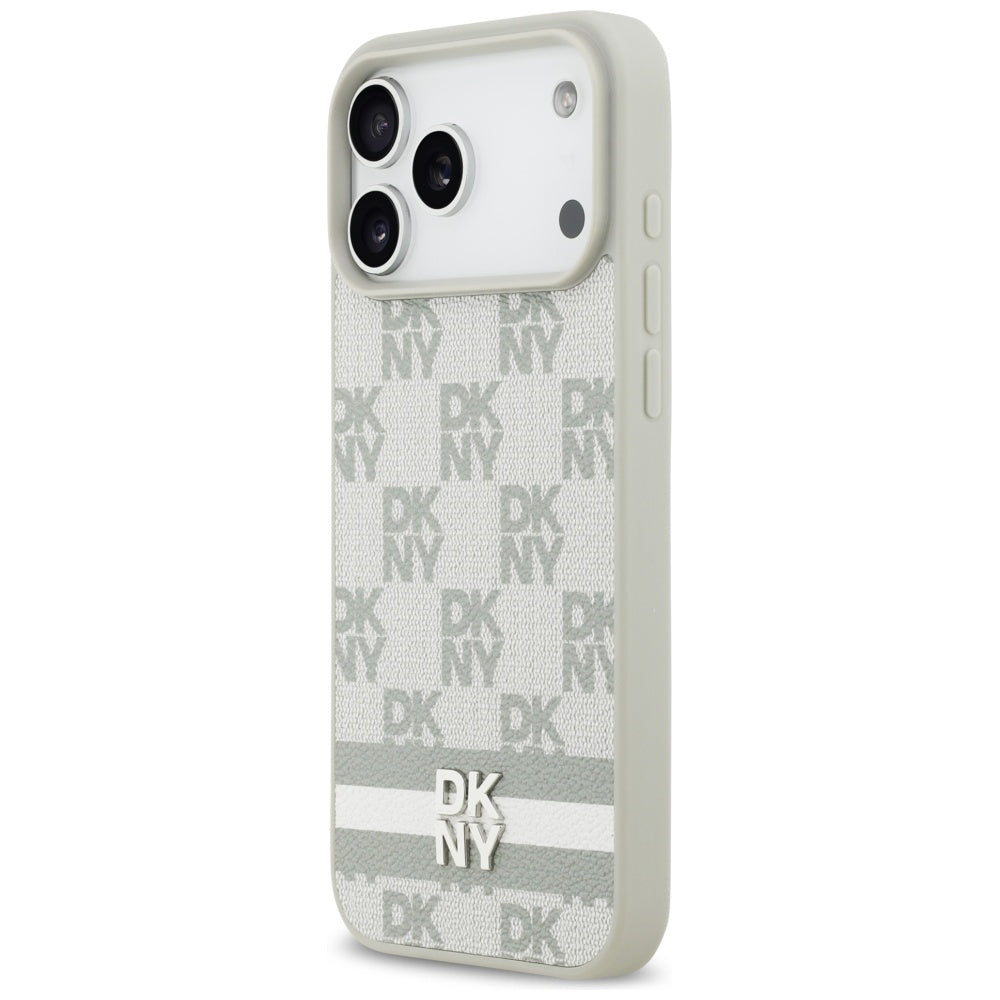 DKNY Checkered with Printed Stripes Case for iPhone 17 Pro Max - Beige_1