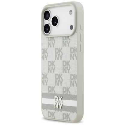 DKNY Checkered with Printed Stripes Case for iPhone 17 Pro Max - Beige_1