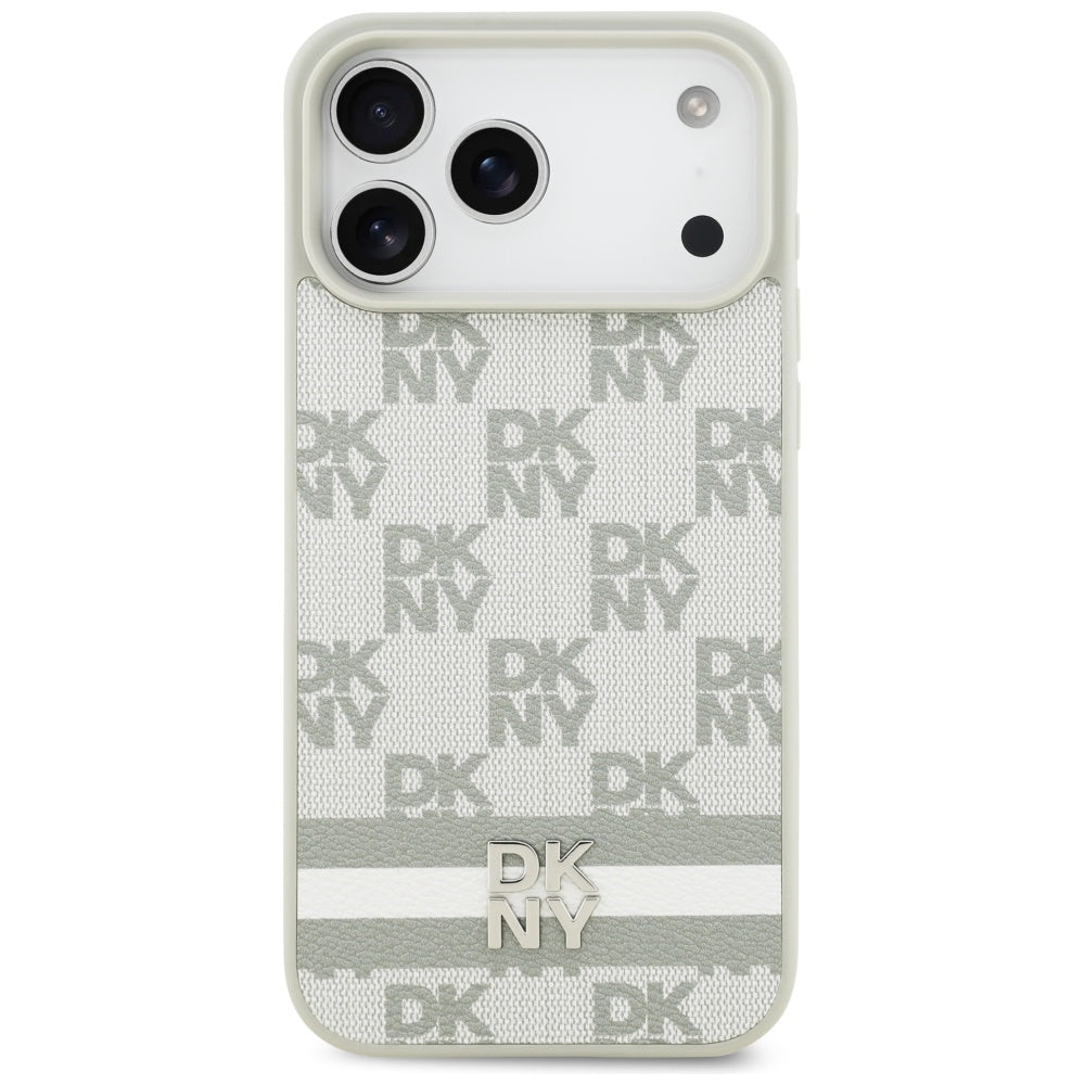DKNY Checkered with Printed Stripes Case for iPhone 17 Pro Max - Beige_2