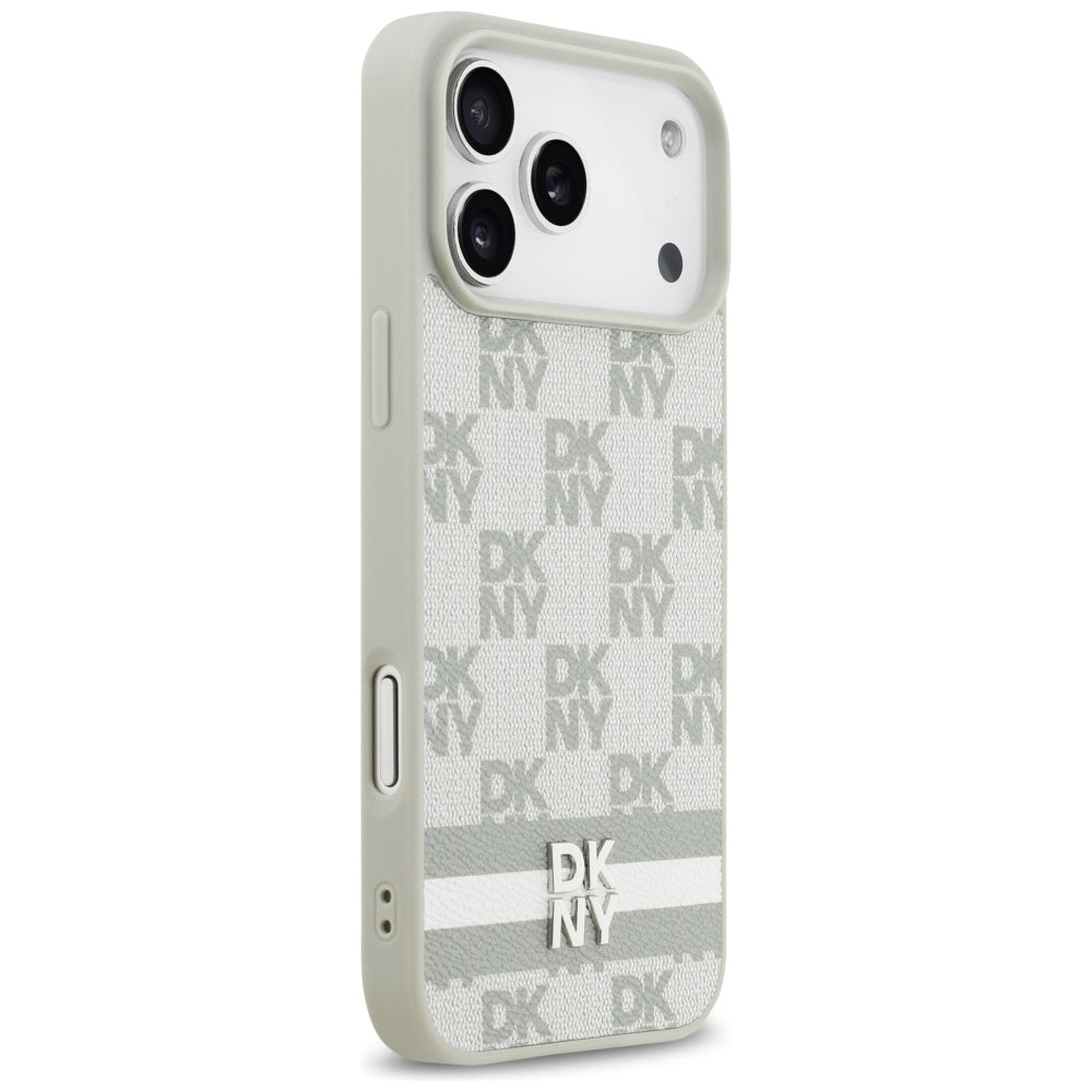 DKNY Checkered with Printed Stripes Case for iPhone 17 Pro Max - Beige_3
